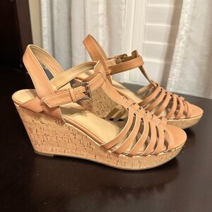 Liz Claiborne Tan Wedge Sandals